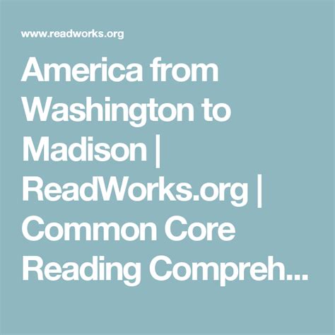 America from Washington to Madison budgets, . . Readworks america from washington to madison answers